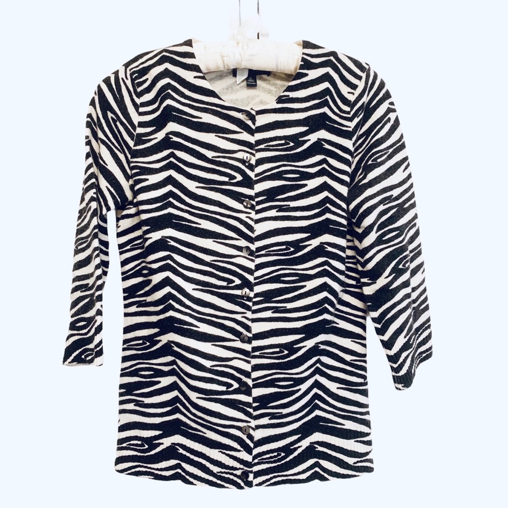 Bloomingdale’s Aqua 100% Cashmere Animal Print Sweater Sz S